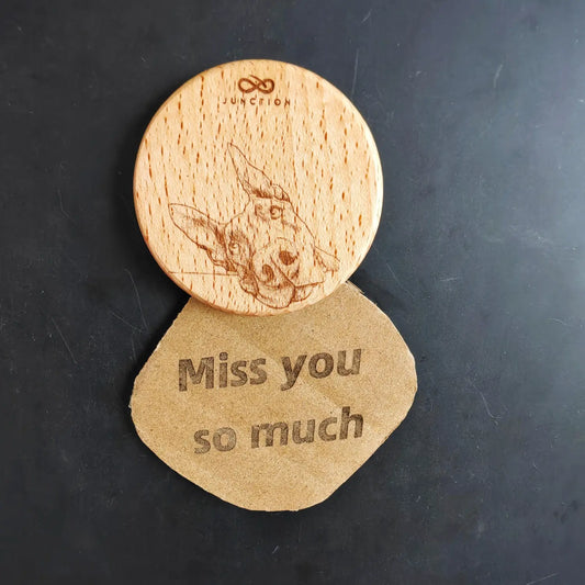 “Miss You & Waiting” Doberman Pinscher Resting Vigil Fridge Magnet