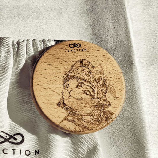 sustainable-pet-accessories-handcrafted-wood-fridge-magnet-eco-memorial-gift-Cat Guardian Refrigerator Magnet