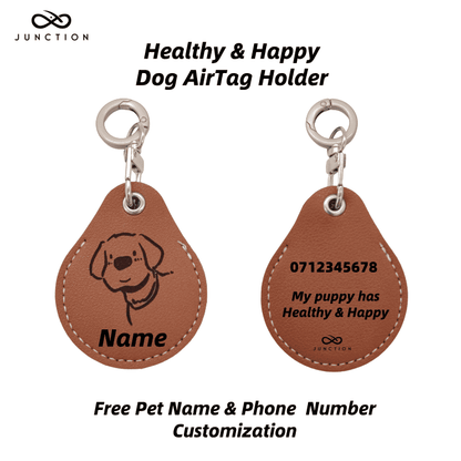 "Healthy & Happy" Dog AirTag Holder——Personalised Dog Name