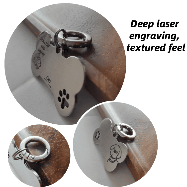 "Healthy & Happy" Personalized Engraved Stainless Steel Dog ID Tag