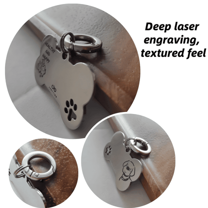 "Healthy & Happy" Personalized Engraved Stainless Steel Dog ID Tag