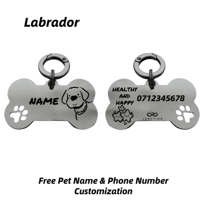 "Healthy & Happy" Personalized Engraved Stainless Steel Dog ID Tag