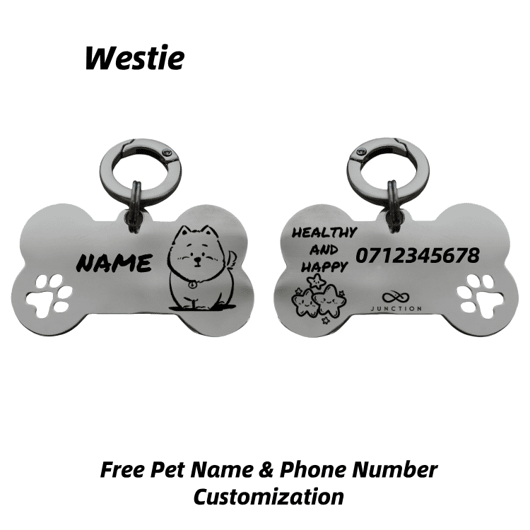 "Healthy & Happy" Personalized Engraved Stainless Steel Dog ID Tag