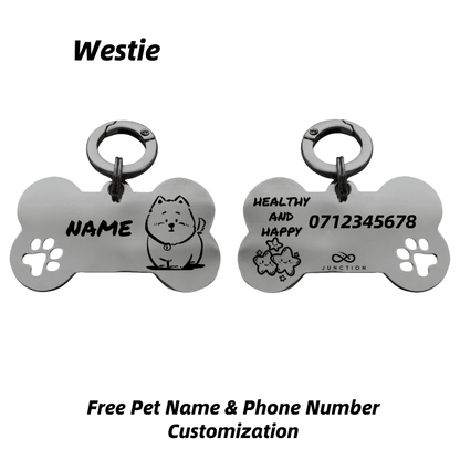 "Healthy & Happy" Personalized Engraved Stainless Steel Dog ID Tag