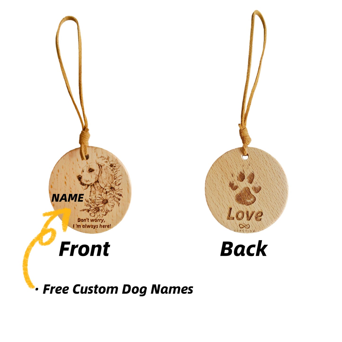Gift for Beagle Owners -  Companion Energy Wooden Token | Home Decoration, Car Hang, Bag Charm