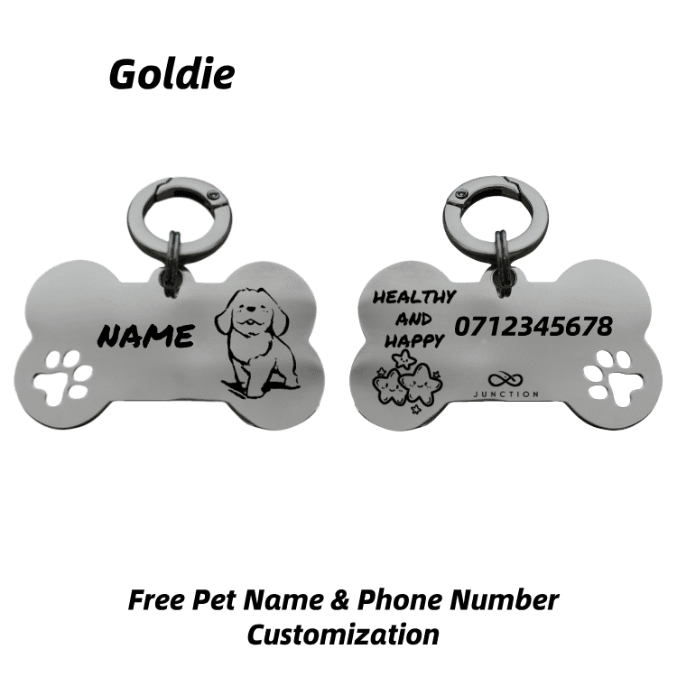 "Healthy & Happy" Personalized Engraved Stainless Steel Dog ID Tag