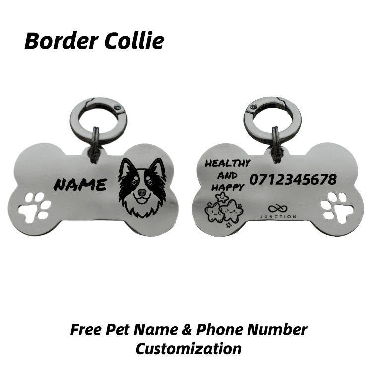 "Healthy & Happy" Personalized Engraved Stainless Steel Dog ID Tag