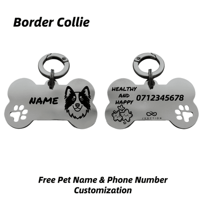 "Healthy & Happy" Personalized Engraved Stainless Steel Dog ID Tag