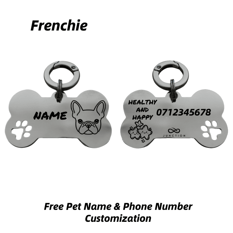 "Healthy & Happy" Personalized Engraved Stainless Steel Dog ID Tag