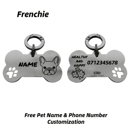 "Healthy & Happy" Personalized Engraved Stainless Steel Dog ID Tag