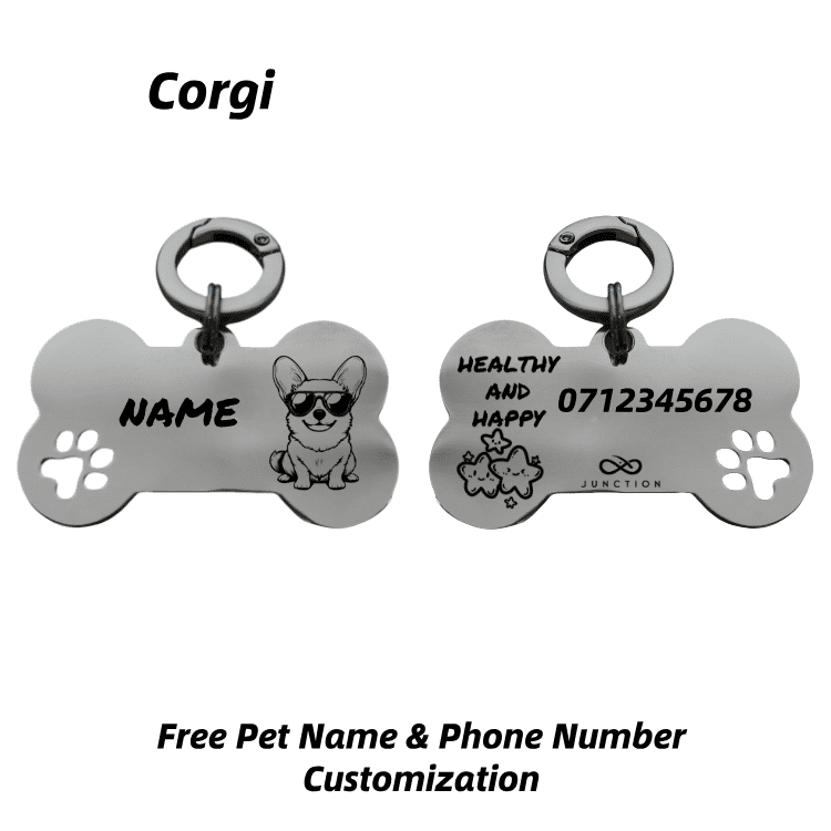 "Healthy & Happy" Personalized Engraved Stainless Steel Dog ID Tag