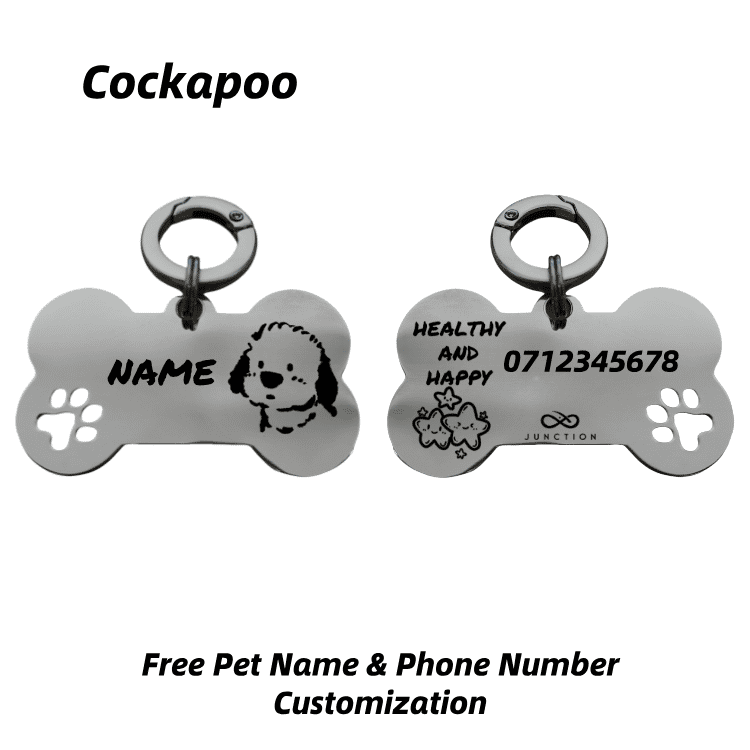 "Healthy & Happy" Personalized Engraved Stainless Steel Dog ID Tag