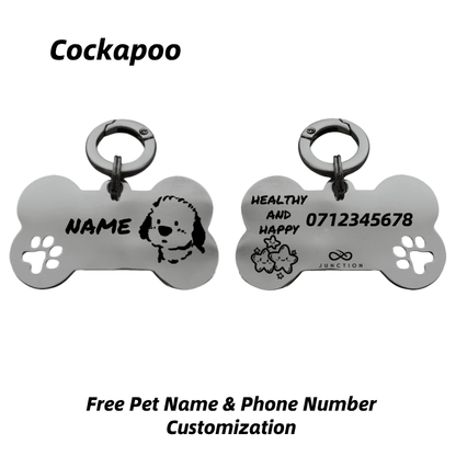 "Healthy & Happy" Personalized Engraved Stainless Steel Dog ID Tag