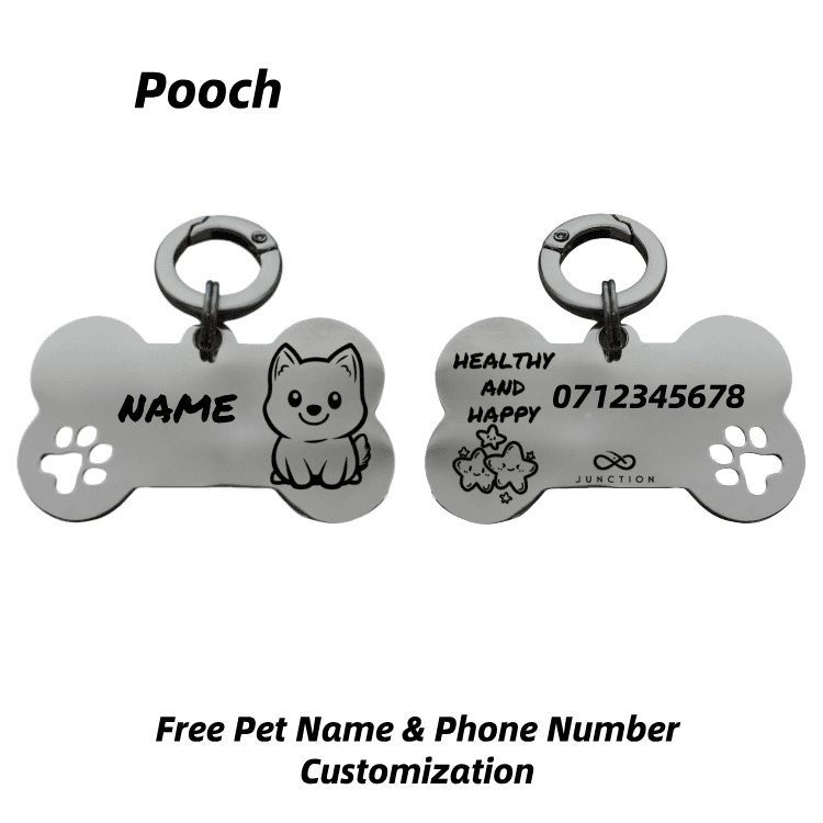 "Healthy & Happy" Personalized Engraved Stainless Steel Dog ID Tag