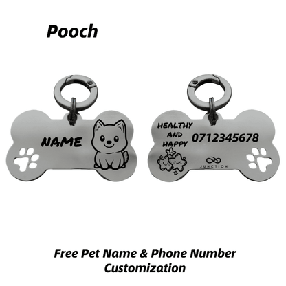 "Healthy & Happy" Personalized Engraved Stainless Steel Dog ID Tag