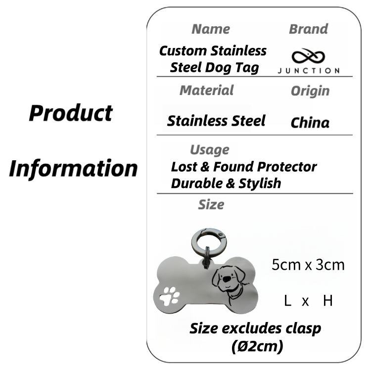 "Healthy & Happy" Personalized Engraved Stainless Steel Dog ID Tag