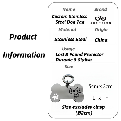 "Healthy & Happy" Personalized Engraved Stainless Steel Dog ID Tag