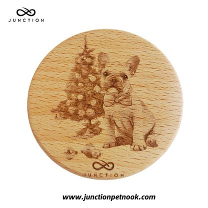 French Bulldog Natural Beechwood Sticky Christmas  Fridge Magnets