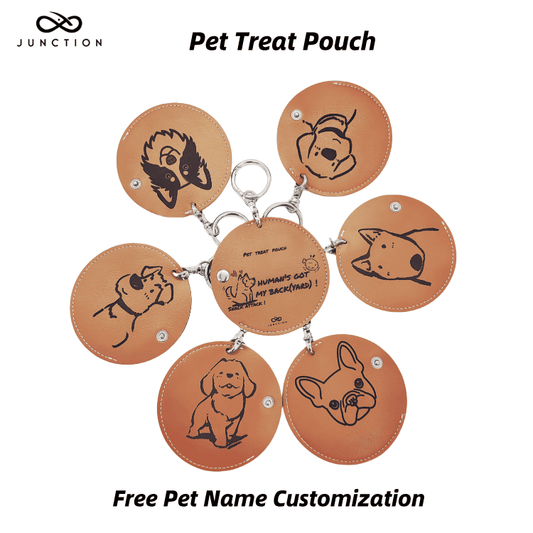 Custom Vegan Leather Dog Treat Pouch | Personalized Name, Durable & Lightweight for Walks, Travel & Park Days
