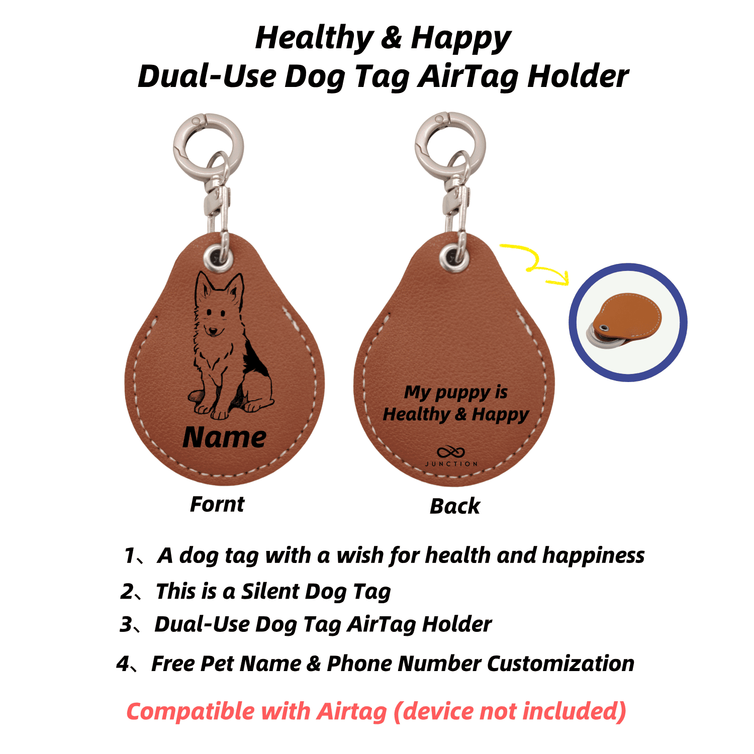  Blessing and silent dog tag airtag holder uk 