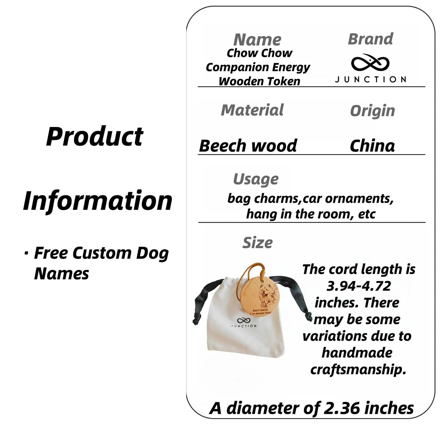 Chow Chow Companion Energy Wooden Token