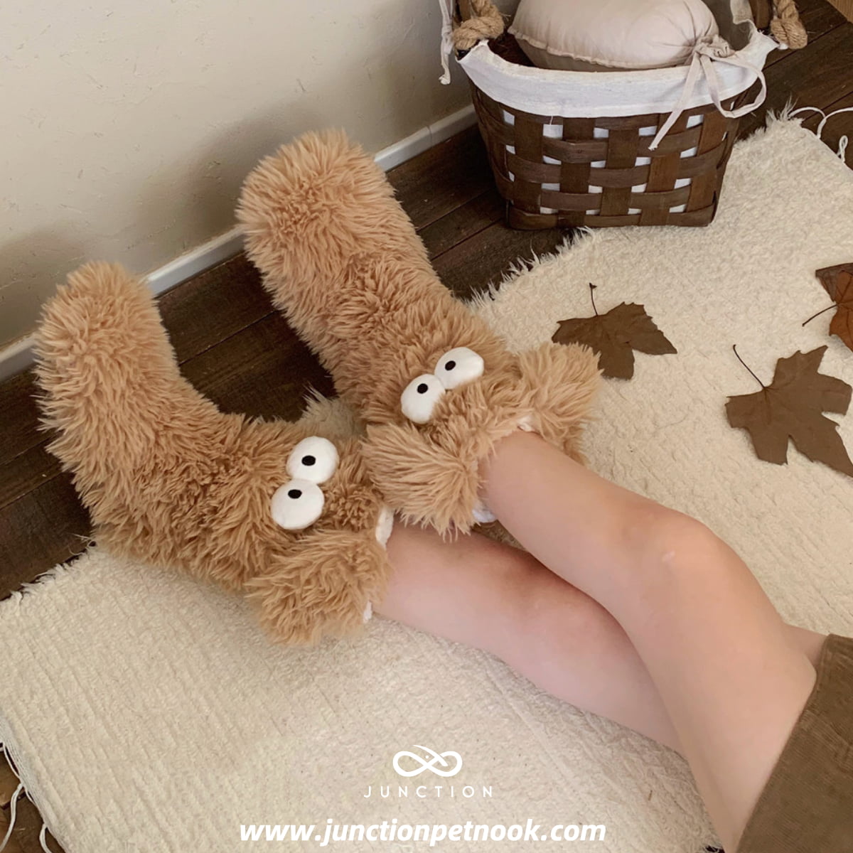 Coffee Brown Paw Print Socks Anti-Skid Home Footwear