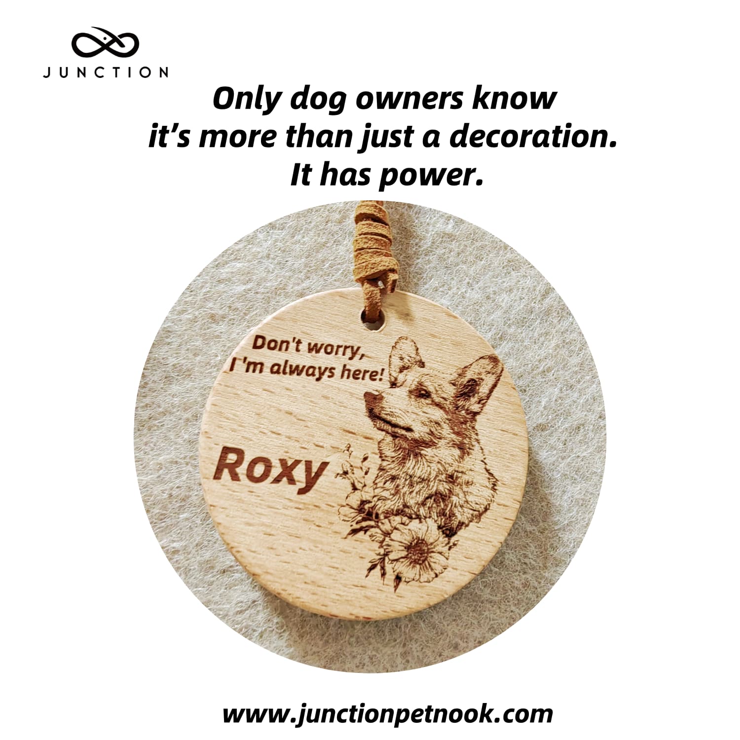 Corgi Companion Energy Wooden Pendant for dog lovers.