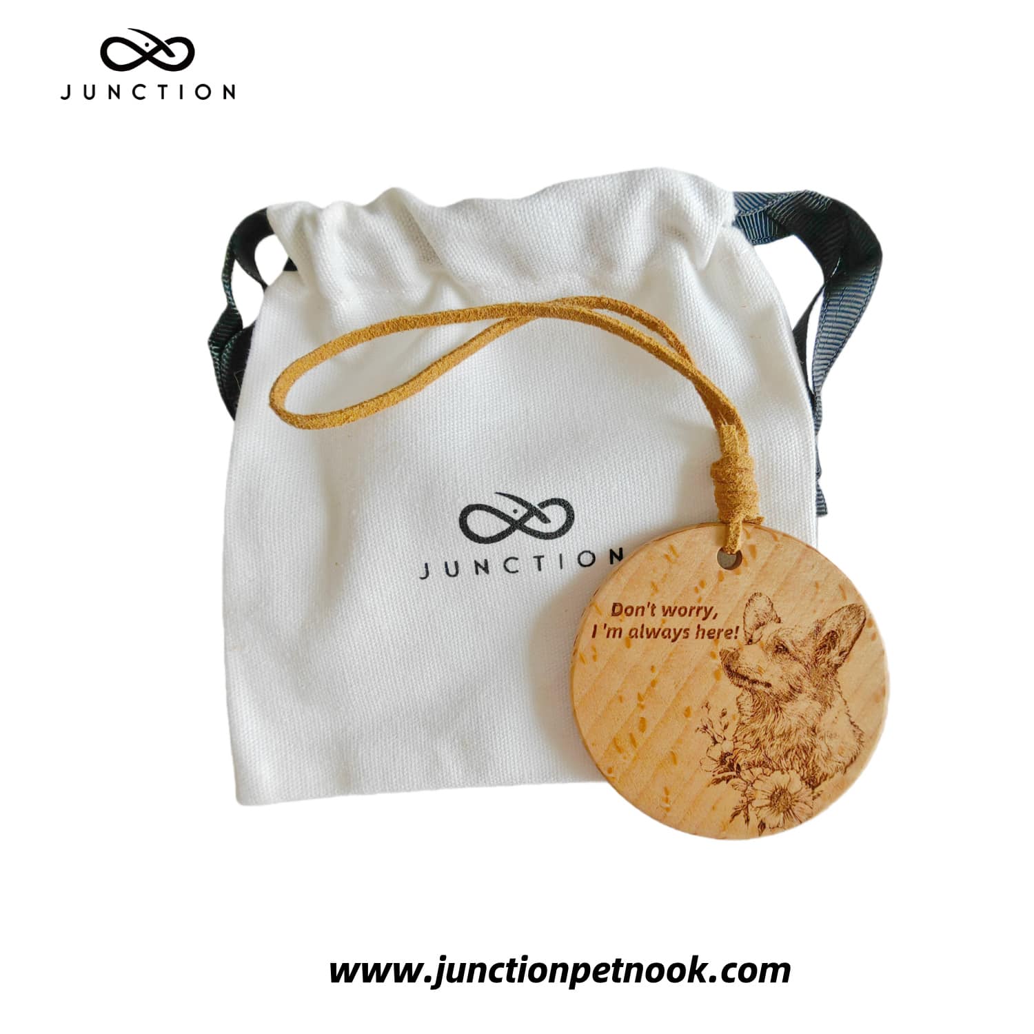 Corgi love Companion Energy Wooden Pendant for dog lovers.