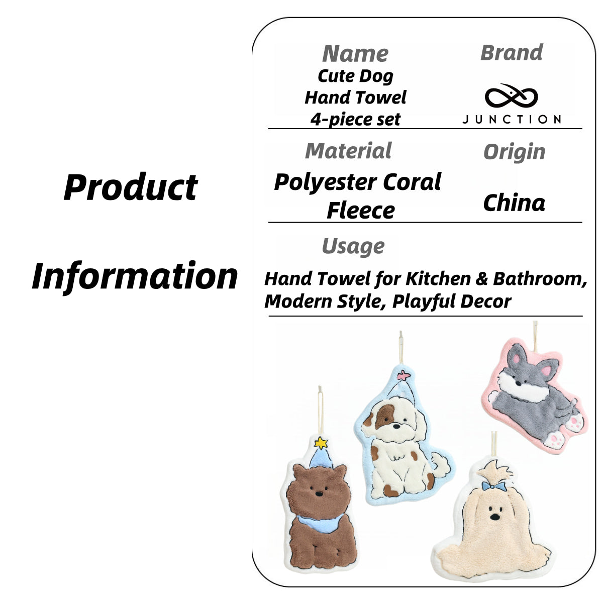 Cute Dog Hand Towel ​4-piece set​
