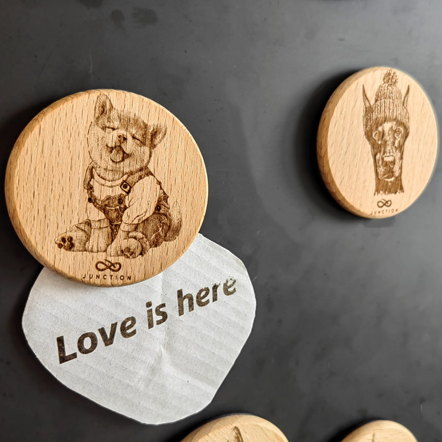 Shiba Inu Puppy Refrigerator Magnet, Cute Pet Memorial Gift in Overalls, Handmade Wooden Dog Mom Gift, Custom Pet Lover Home Decor Art