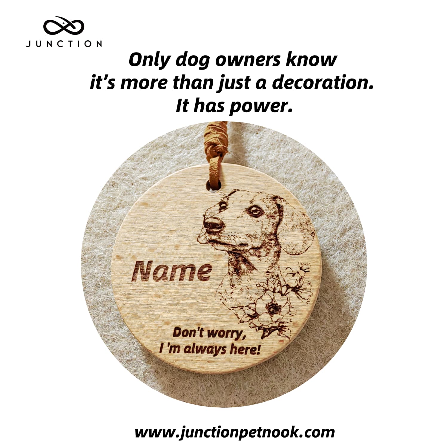 Dachshund Companion Energy Wooden Pendant for dog lovers.