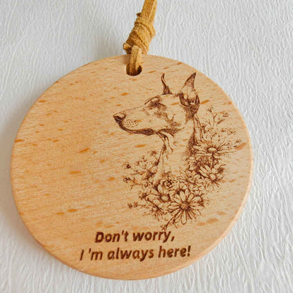 Doberman Pinscher-Close-up of the Malamute's gaze and butterfly flower, symbolizing guardianship and longing.