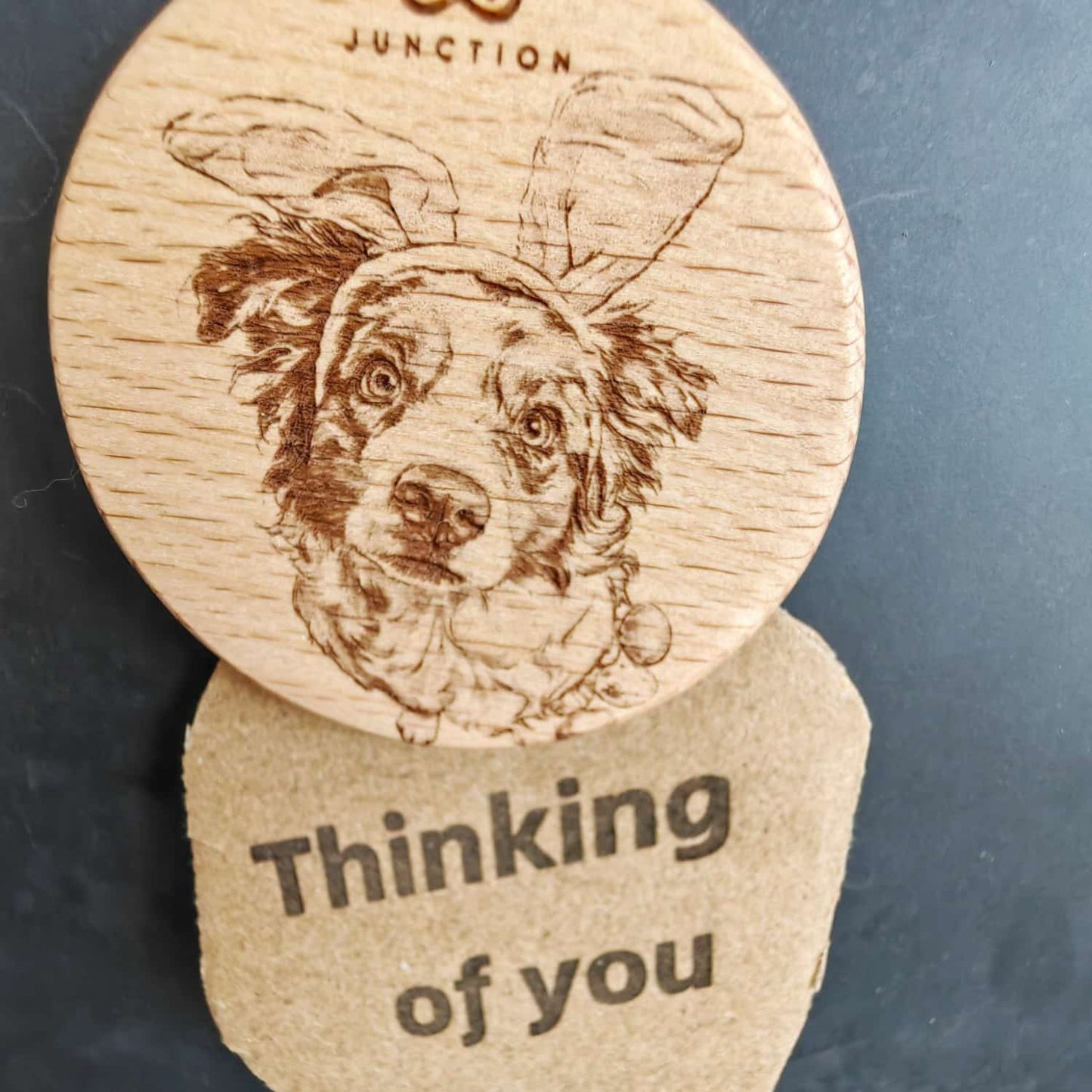 Easter Bunny Border Collie-unique-gift-for-pet-parents-natural-wood-grain-magnet-add-joy-to-pet-space