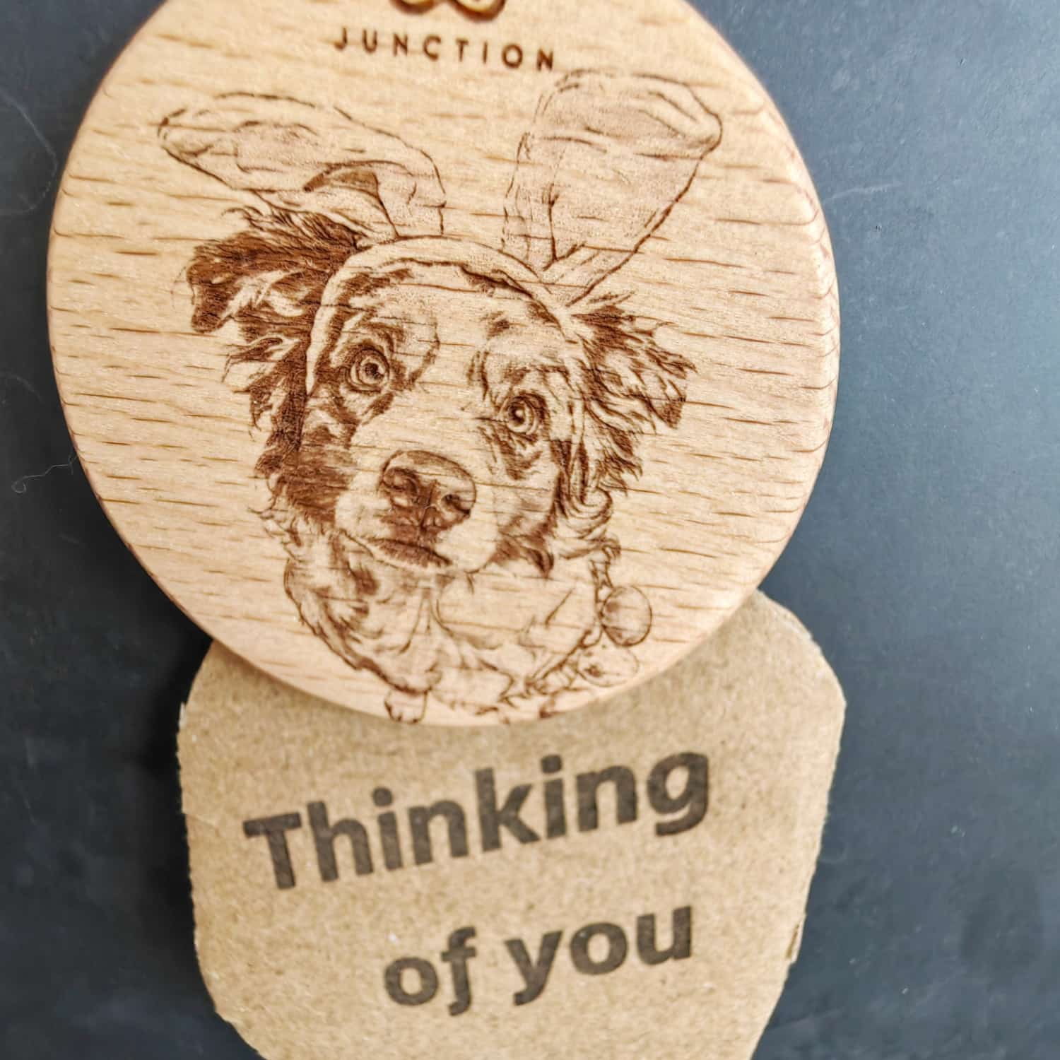 Easter Bunny Border Collie-unique-gift-for-pet-parents-natural-wood-grain-magnet-add-joy-to-pet-space