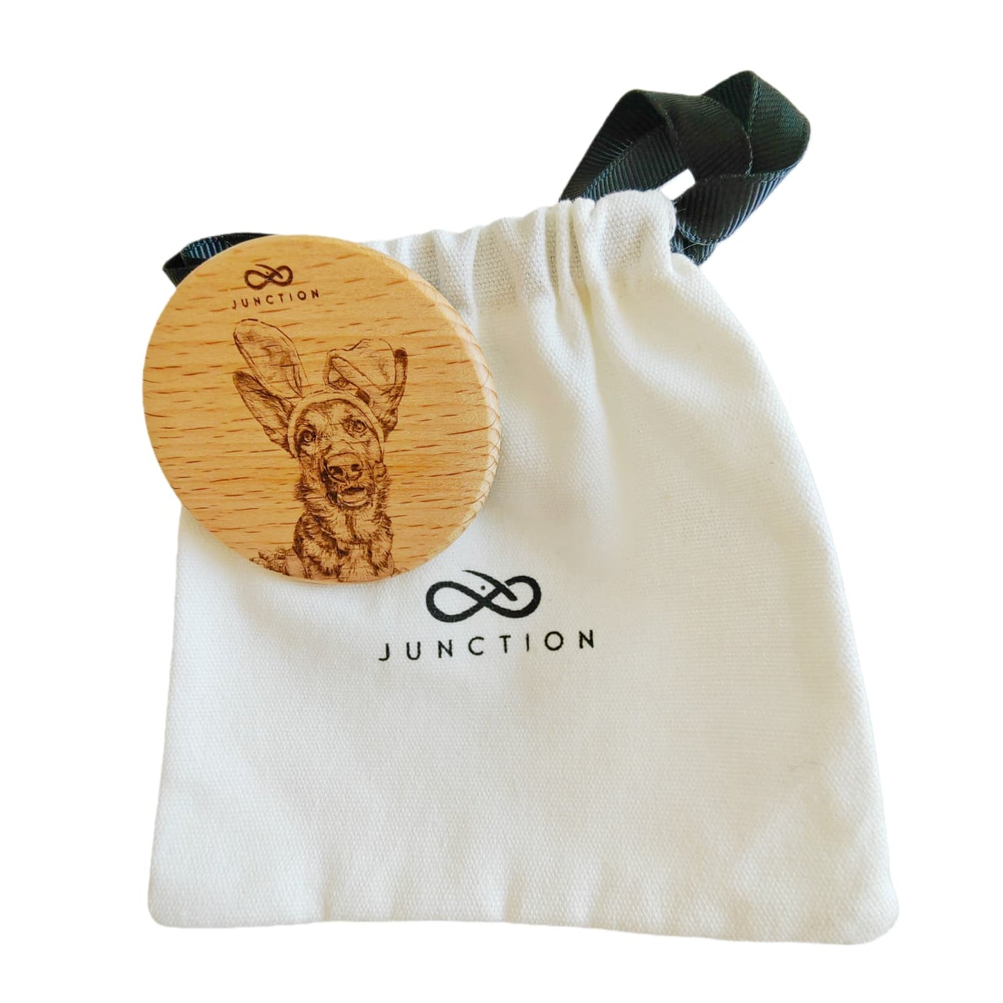 Easter German Shepherd-sustainable-pet-accessories-handcrafted-wood-fridge-magnet-eco-memorial-gift