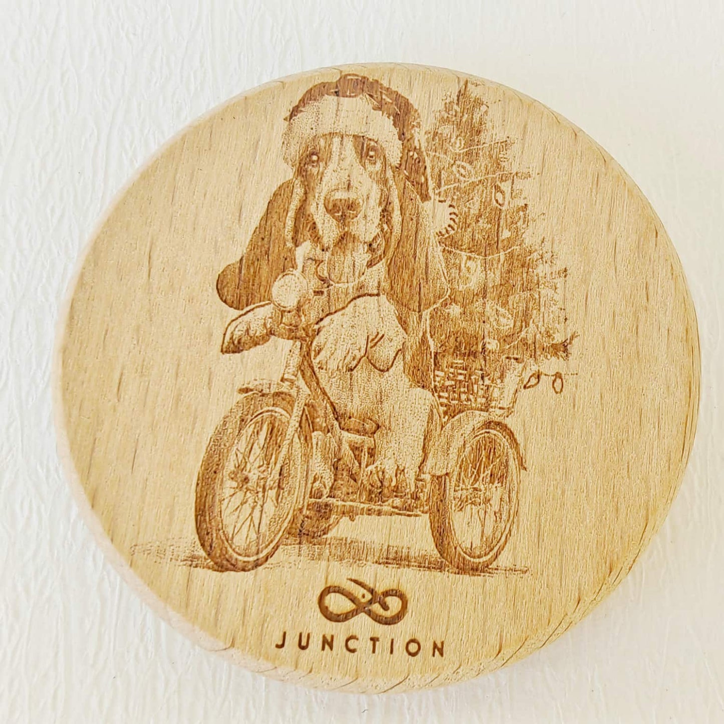 Gift for Beagle Owner-Natural Beechwood Sticky Christmas Note Magnets