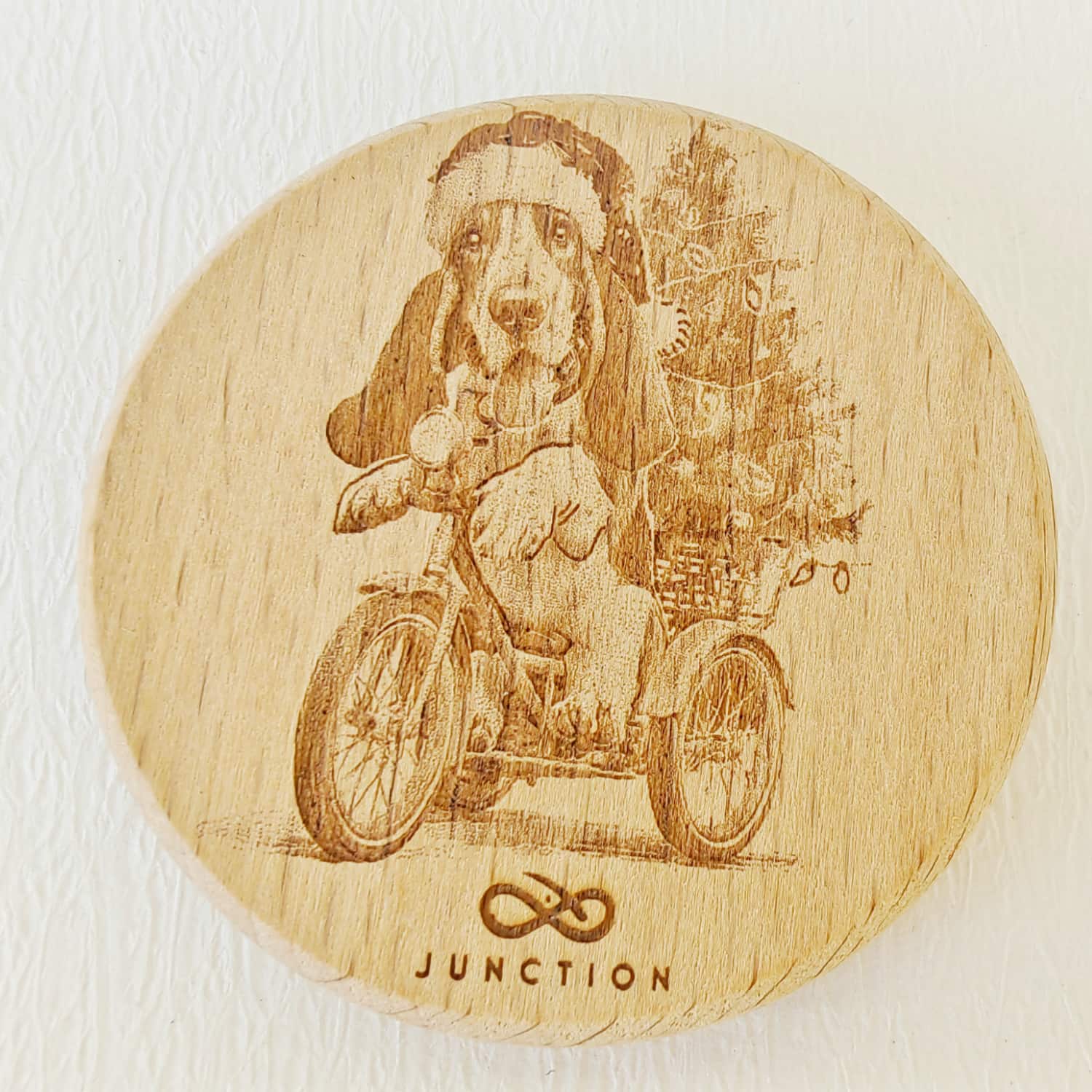Gift for Beagle Owner-Natural Beechwood Sticky Christmas Note Magnets