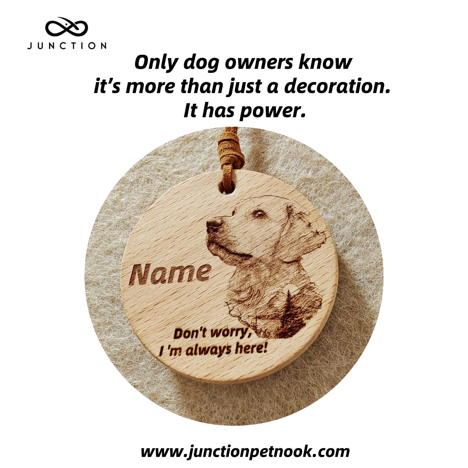 Golden Retriever Companion Energy Wooden Pendant for dog lovers.