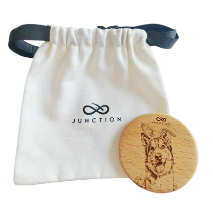 Husky Easter -sustainable-pet-accessories-handcrafted-wood-fridge-magnet-eco-memorial-gift