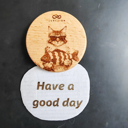 Cool Maine Coon with Fish Lucky Fridge Magnet