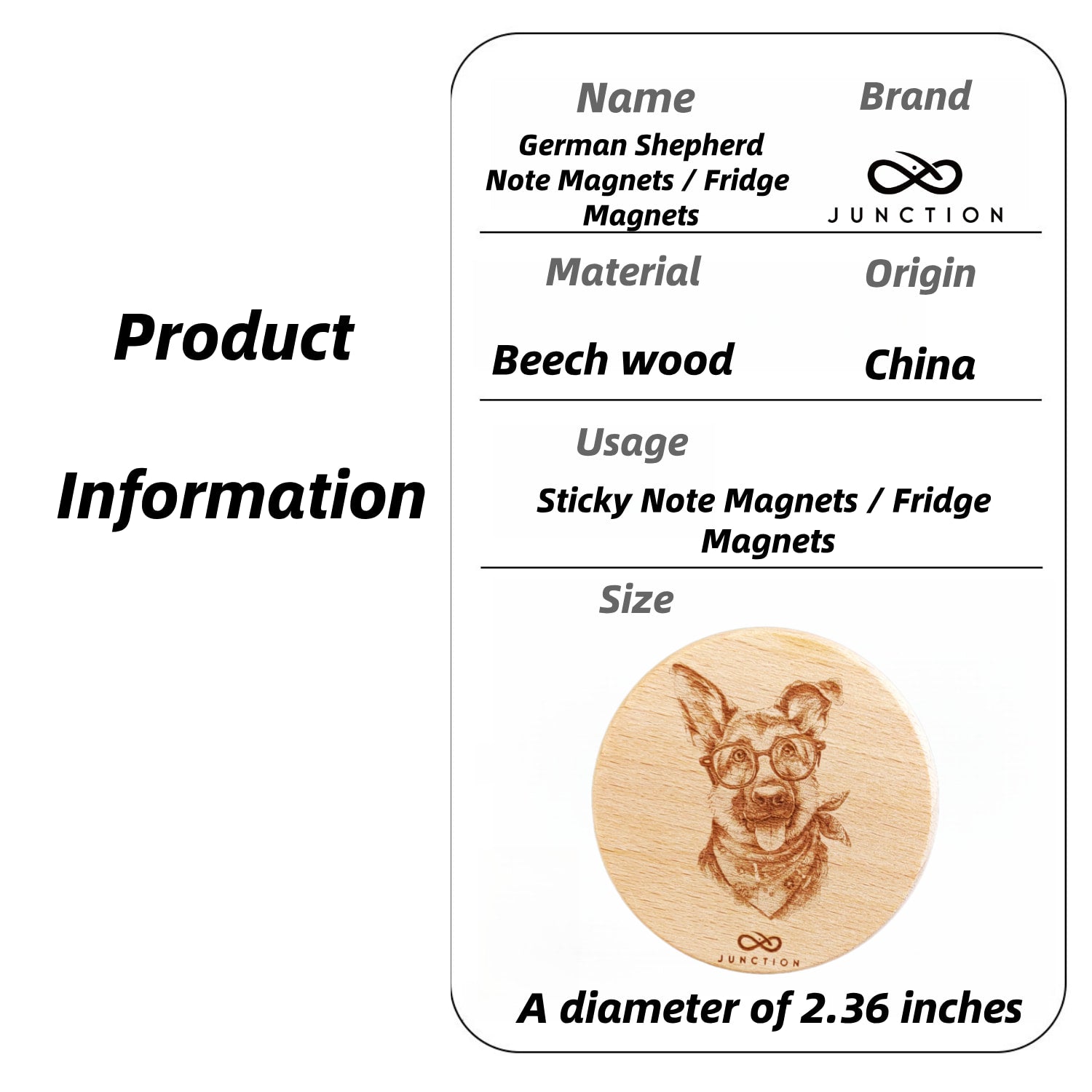 Natural Beechwood Sticky Fridge Magnets-German Shepherd
