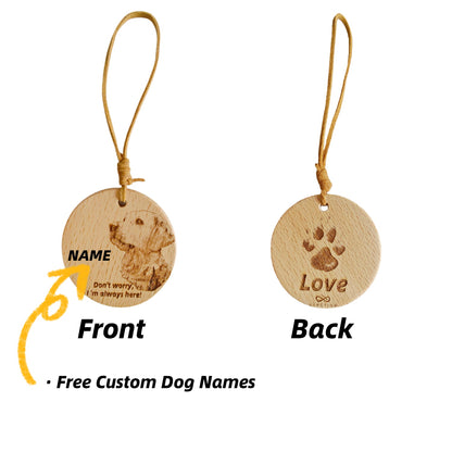 PersonalizedGolden Retriever love wood pendant with custom dog name engraving.