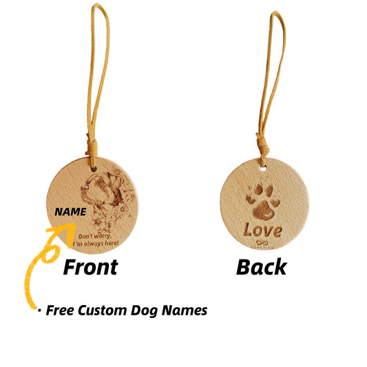  Personalized Rottweiler love wood pendant with custom dog name engraving.