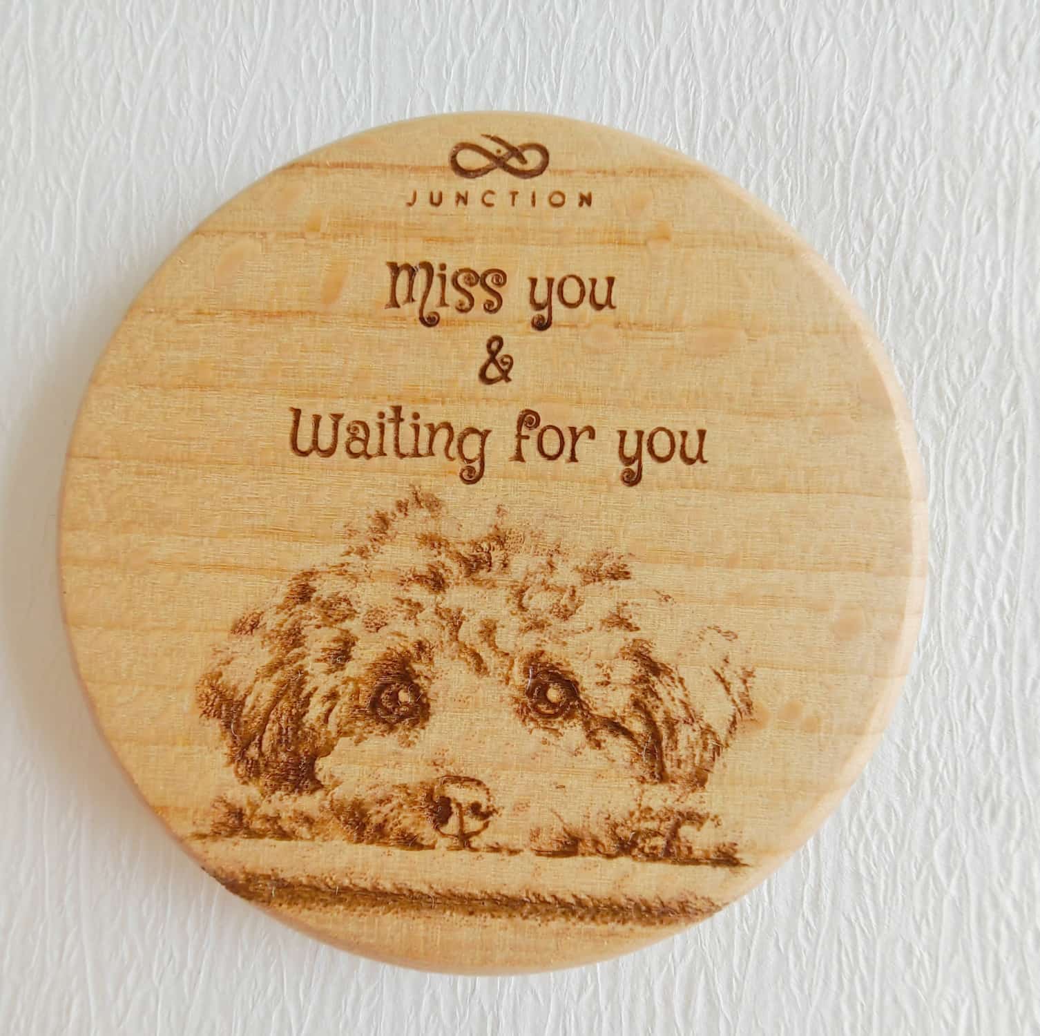 Poodle miss you-unique-gift-for-pet-parents-natural-wood-grain-magnet-add-joy-to-pet-space