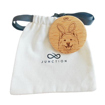 Samoyed Easter-sustainable-pet-accessories-handcrafted-wood-fridge-magnet-eco-memorial-gift