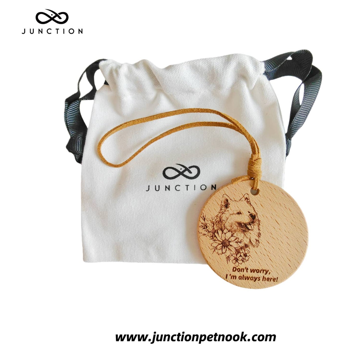 Samoyed love Companion Energy Wooden Pendant for dog lovers.