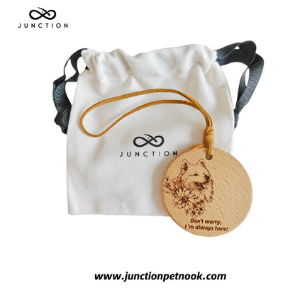 Samoyed love Companion Energy Wooden Pendant for dog lovers.