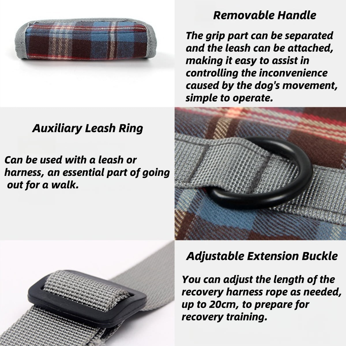 Secure & Comfortable Design dog harness with handle for lifting