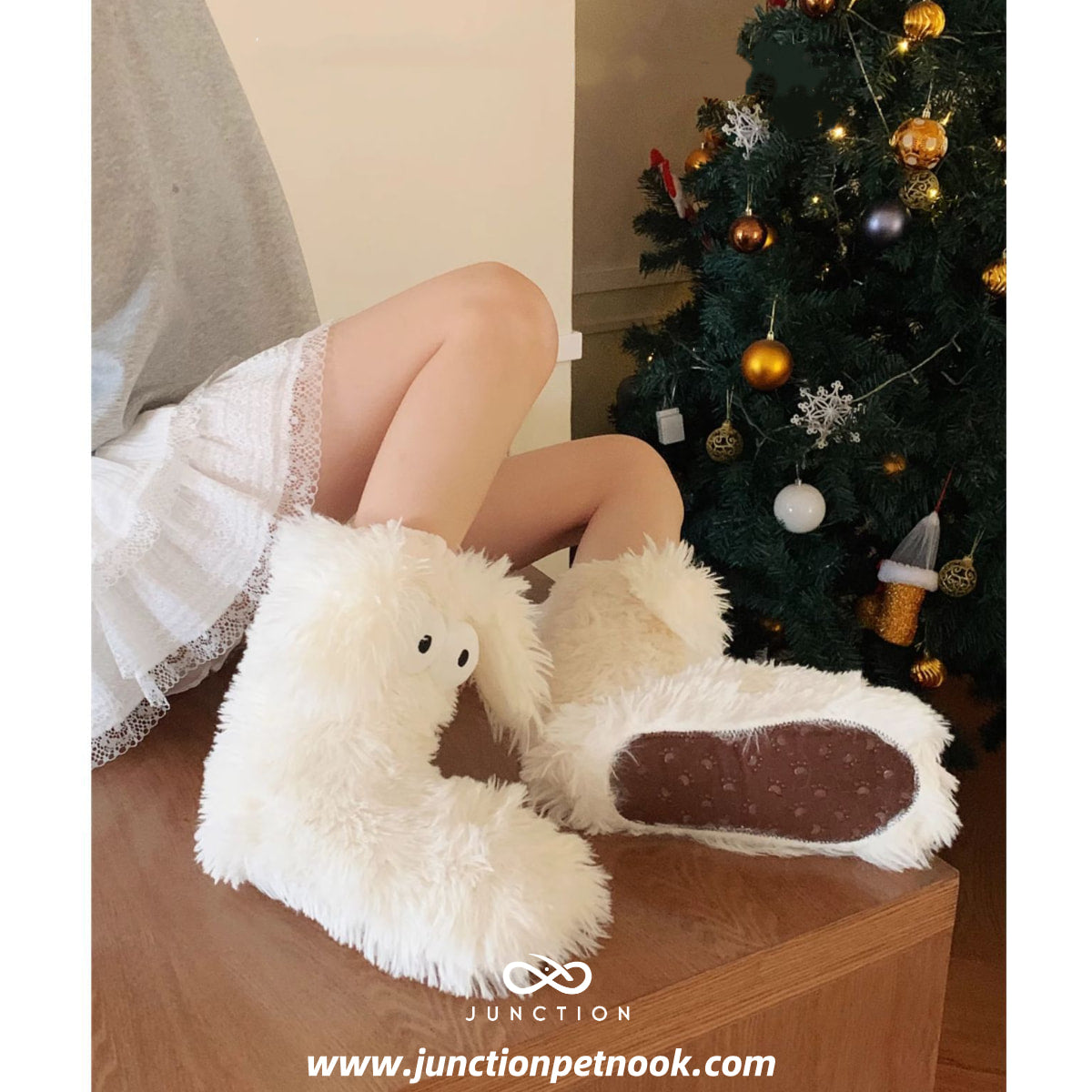 White Dog Themed Home Shoes Anti-Skid Home Footwear