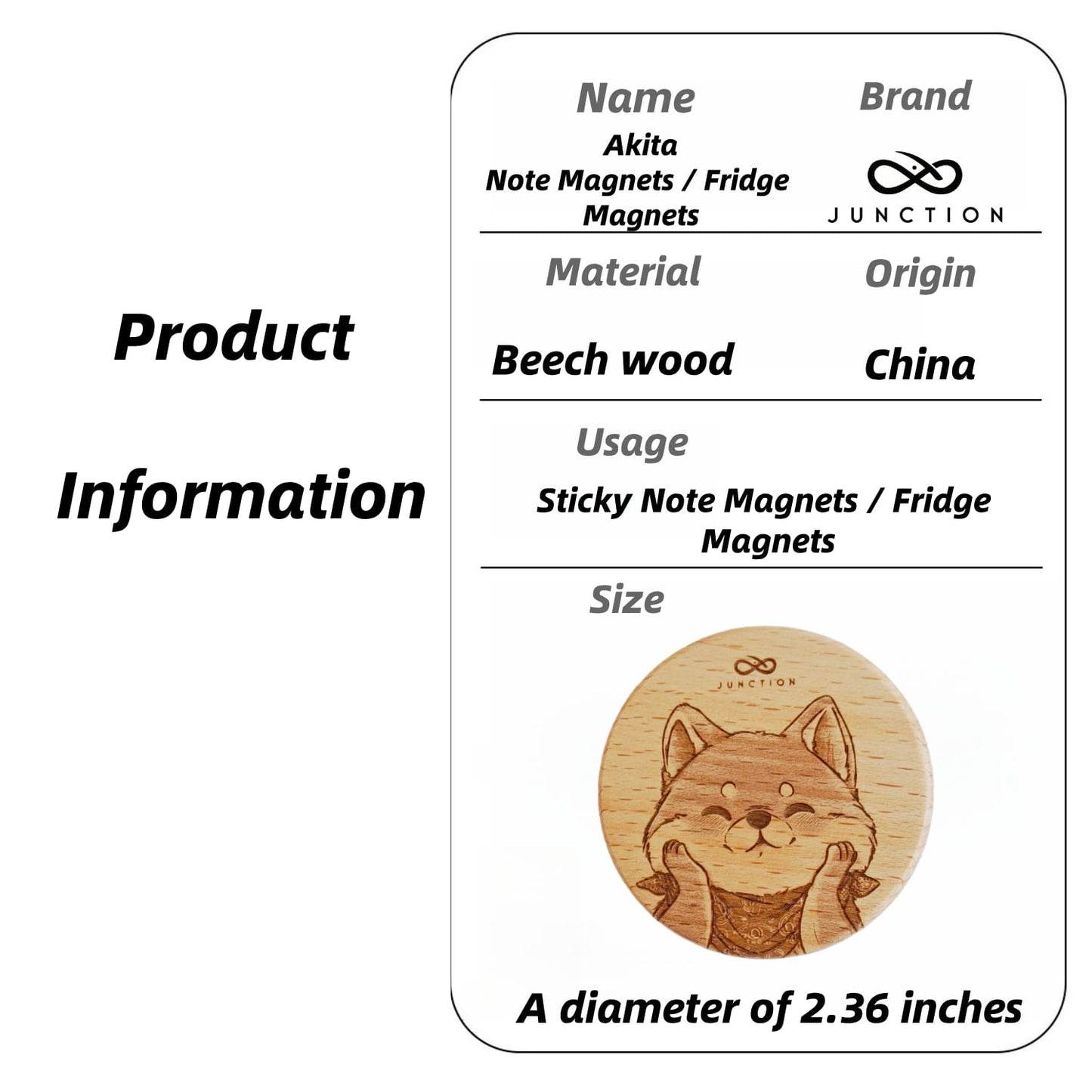 artisanal-beechwood-pet-fridge-magnet-and-memo-holder-eco-conscious-gift-for-pet-owners-The Smiling Akita